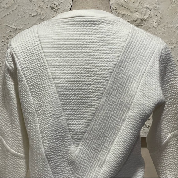 Sandro Women's Quilted Tufted Crewneck Sweater 3/4 Sleeve Ivory Sz 1 (Small) - Picture 6 of 8